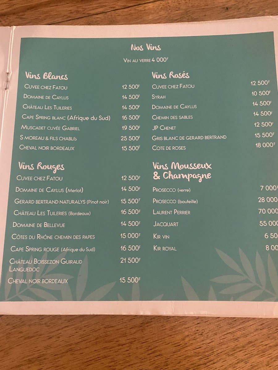 Menu - Chez Fatou photo 1