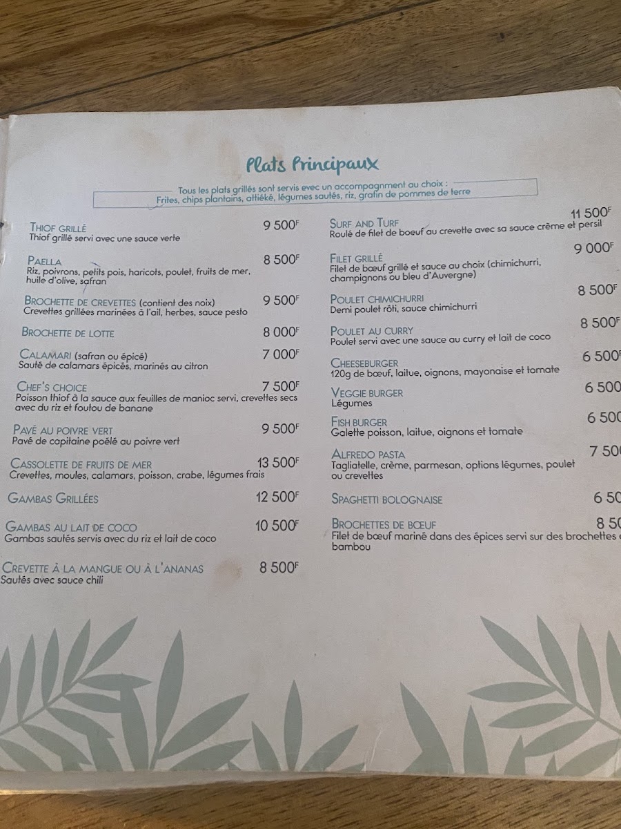 Menu - Chez Fatou photo 3